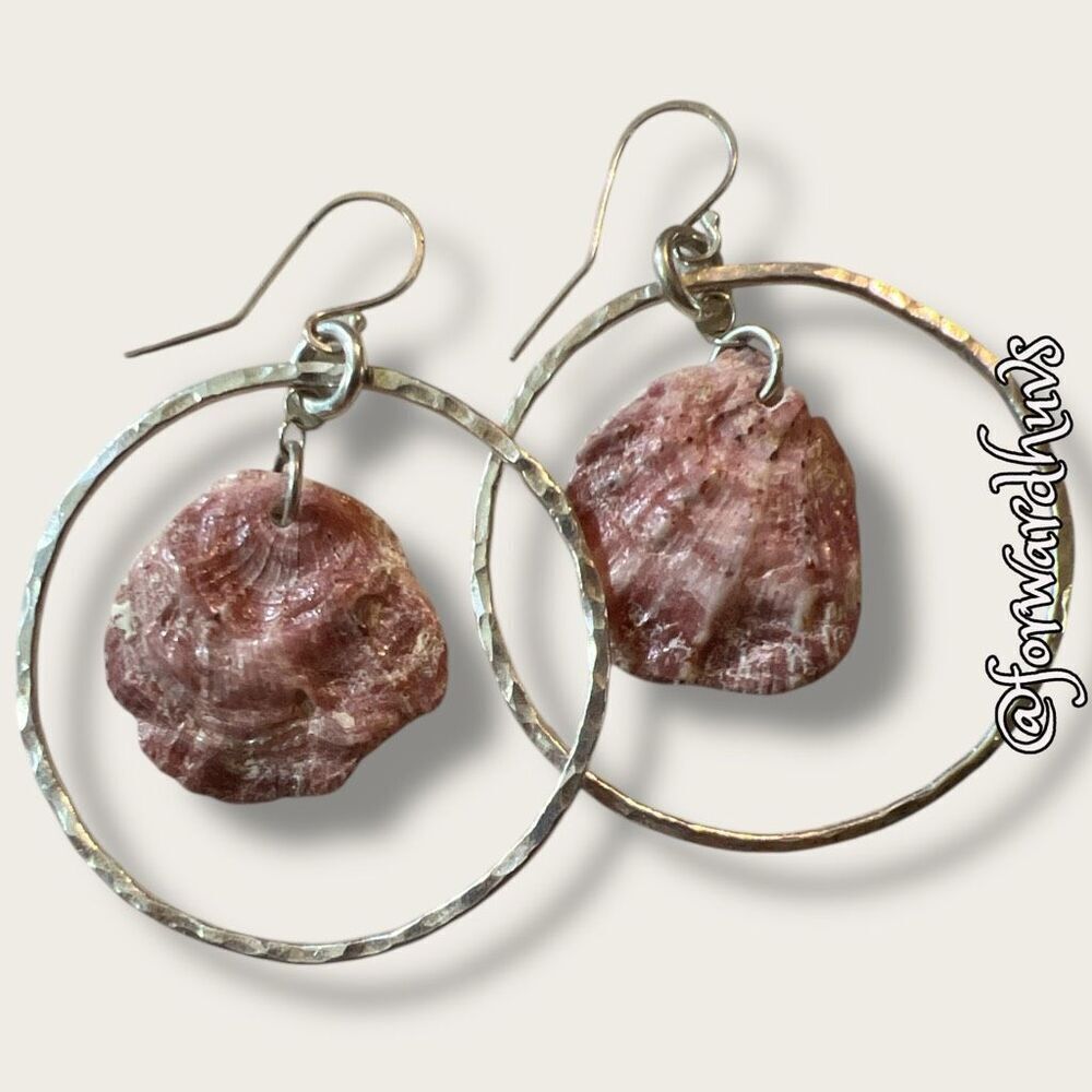 Bundle Sale 3 for $15 | Silver Tone Earrings with Seashell Dangles – 1 3/4 Inche